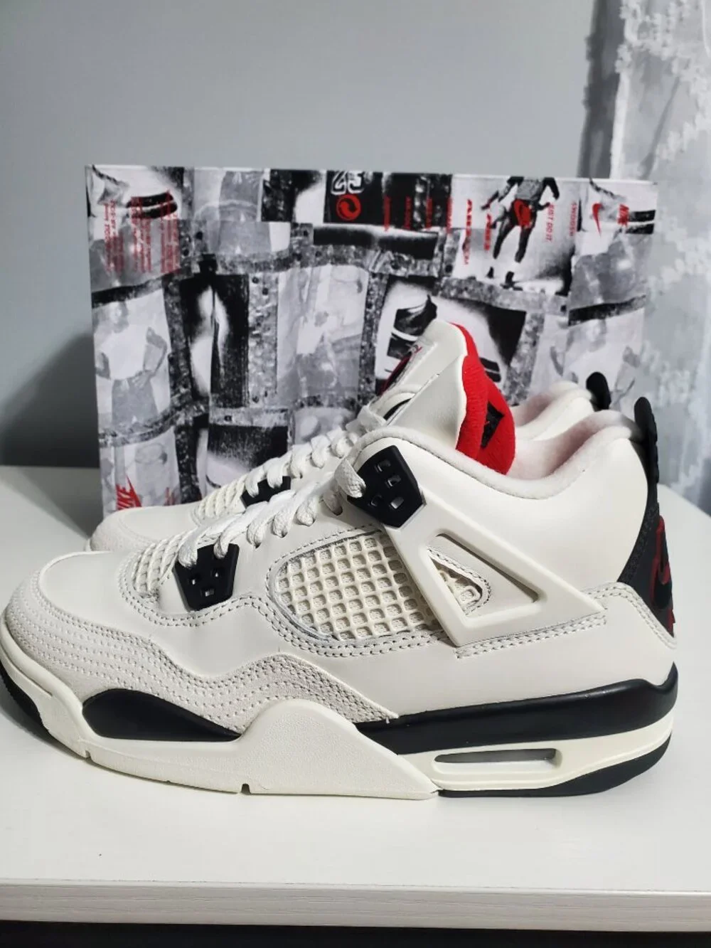 Nike Air Jordan 4 Retro 'Flight Club' Sail Black Red IM4026-100 GS Size 6.5Y NEW